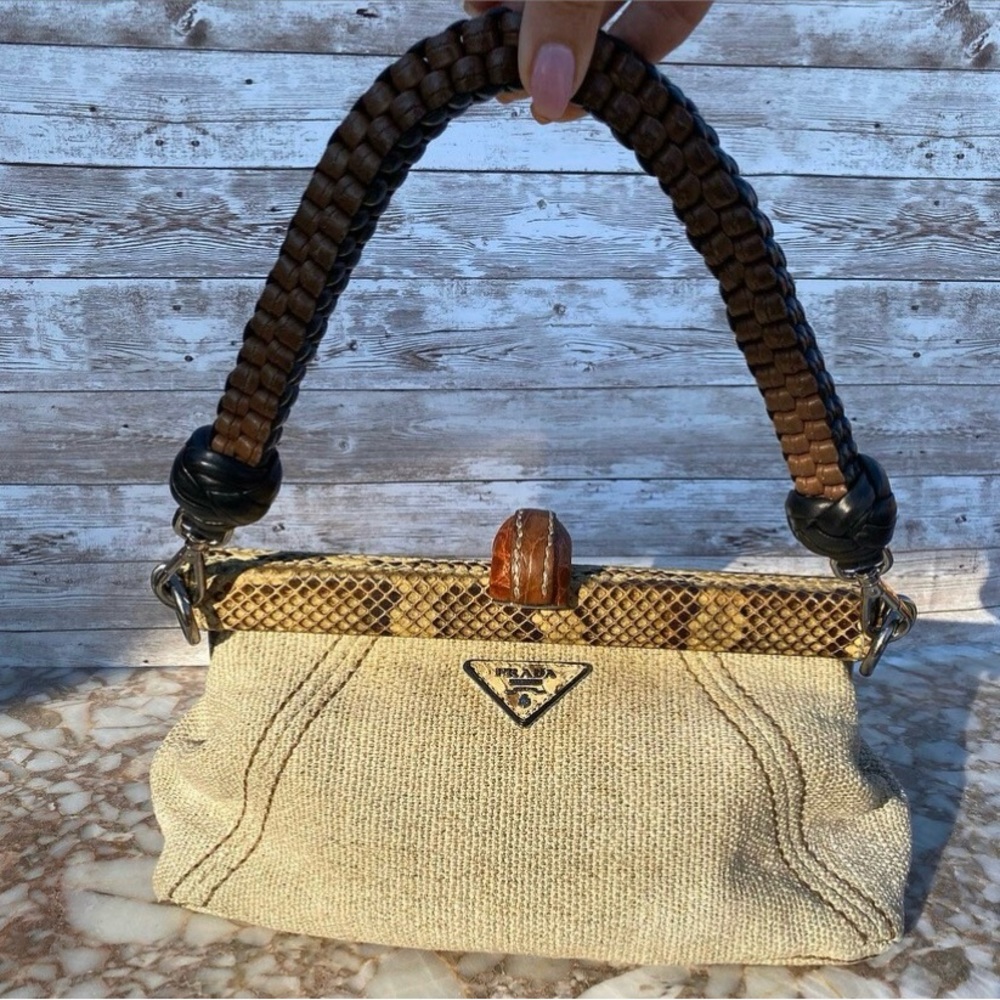 PRADA 2010 python canvas handbag 👝 - Picture 2 of 10